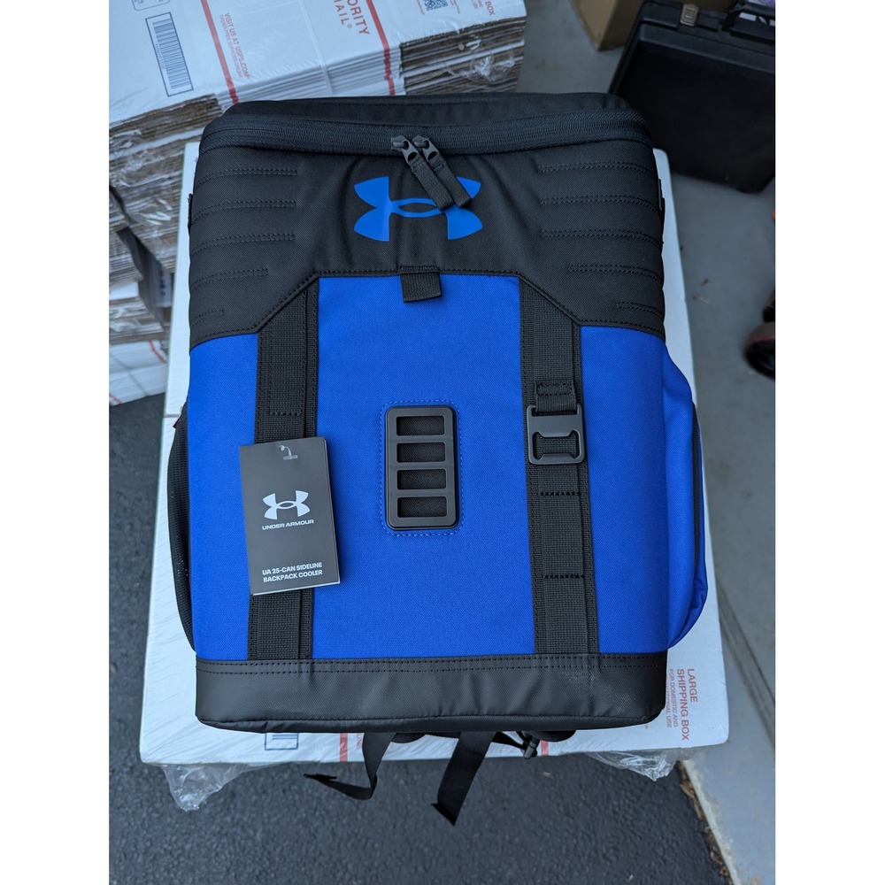 NWT Under Armour 25 Can Sideline Backpack Cooler Blue Black w/Bottle Opener